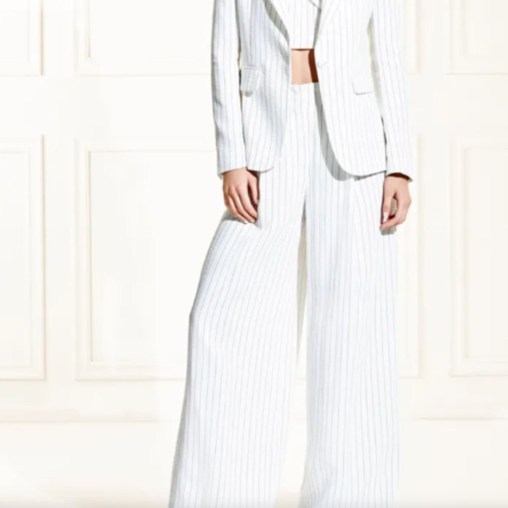 Rachel Zoe White Pinstripe Straight Leg Pants